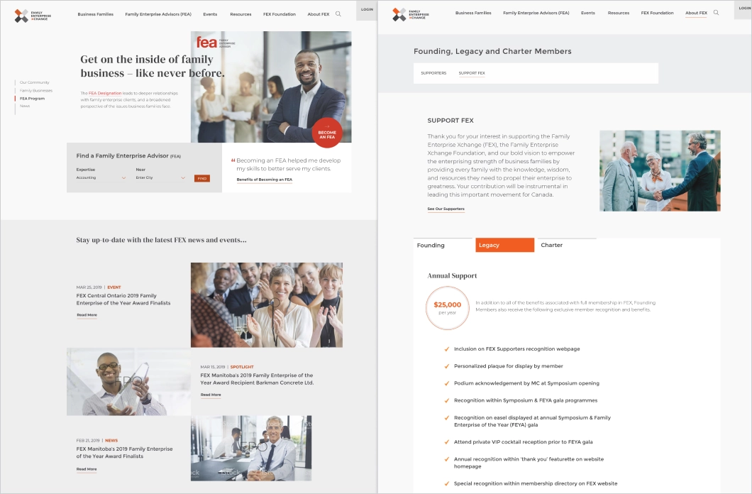 FEC website wireframes