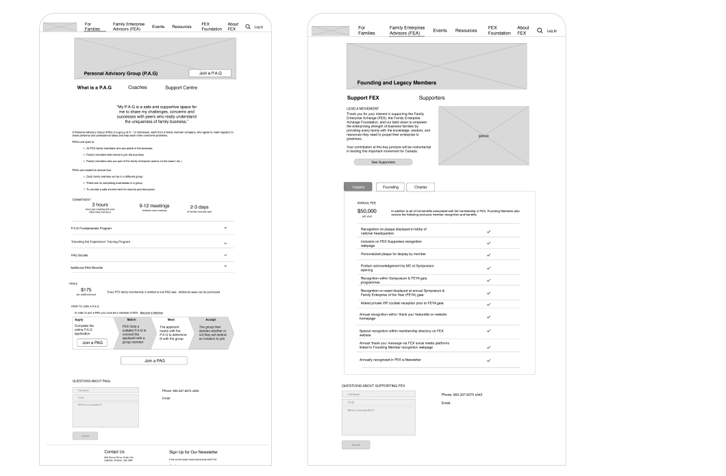 FEC website wireframes