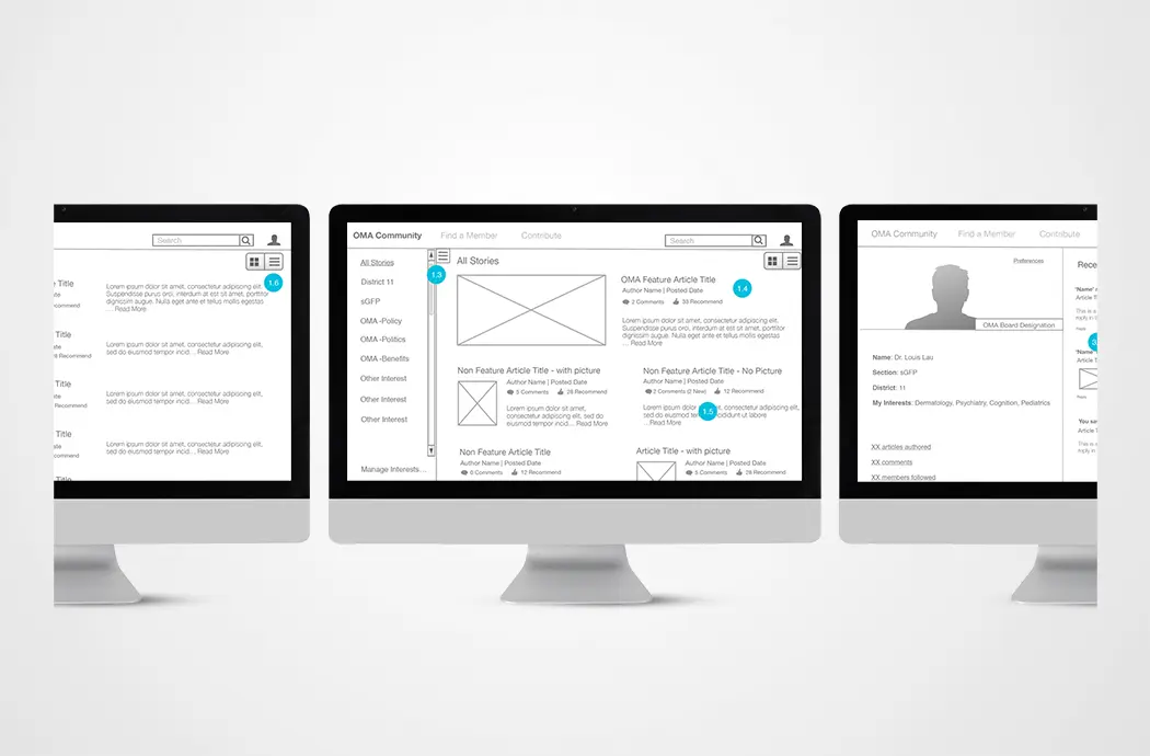 oma exchange portal wireframes