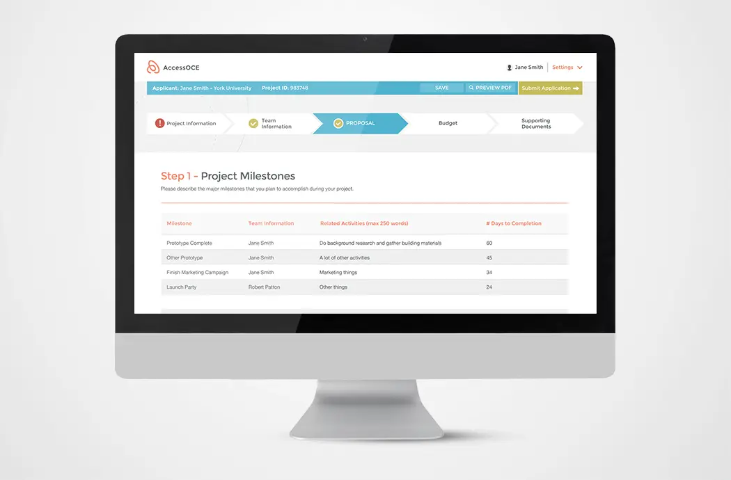 ontario centre of innovation portal UX design