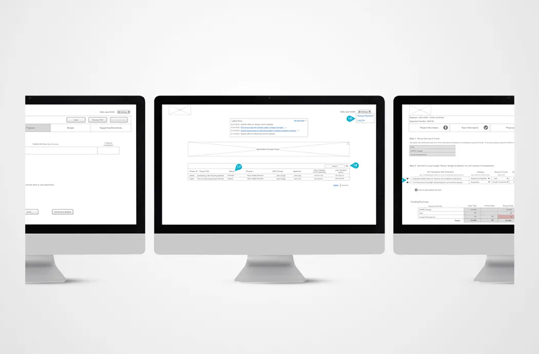 ontario centre of innovation portal wireframes